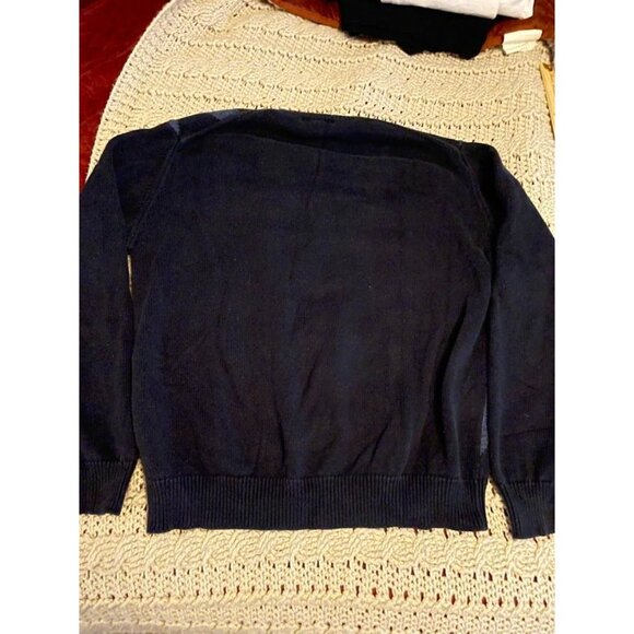 Nautica Mens Argyle Sweater L Black Blue Gray 100% Cotton Classic Knit Long Slee - Picture 14 of 14